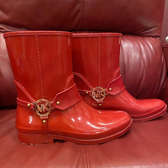 michael kors red rain boots